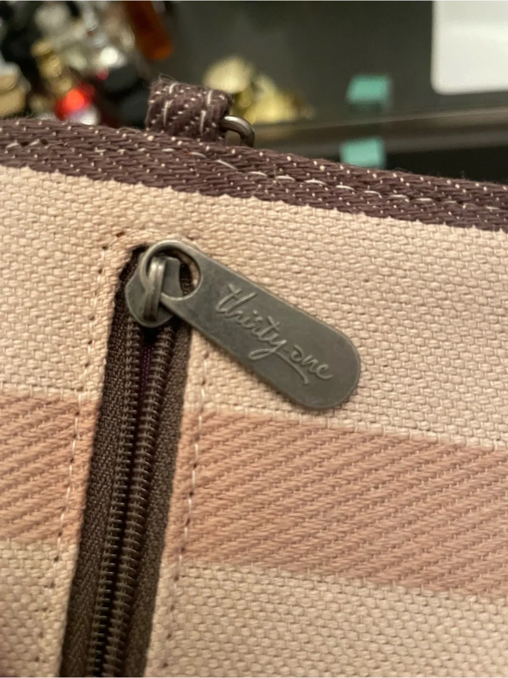 thirty-one Striped Canvas Wallet in Beige, Mauve, Brown